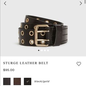 NWOT AllSaints Sturge Leather Gold and Black Belt
